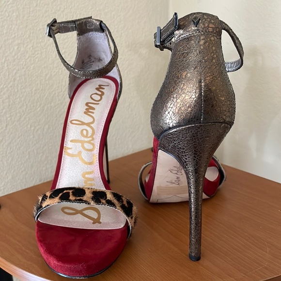 Sam Eldeman- Red & leopard heel - Picture 1 of 1
